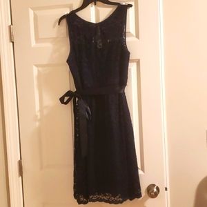 Dark Blue Lace Bridesmaid Dress
